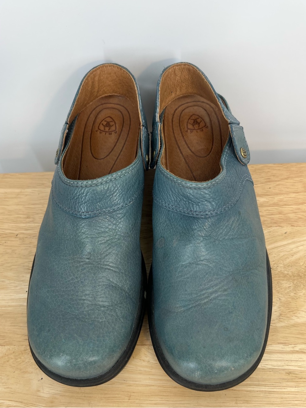 Leather Slingback Clog in Teal